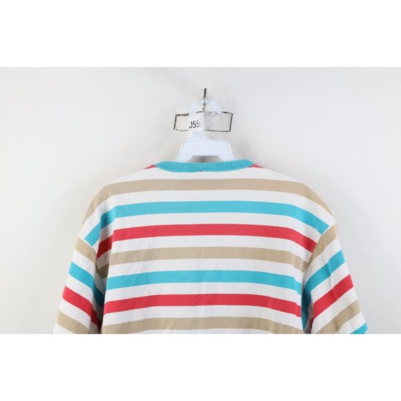 Vtg 90s Streetwear Womens Medium Striped Color Block Pocket T-Shirt Cotton USA - Picture 11 of 12
